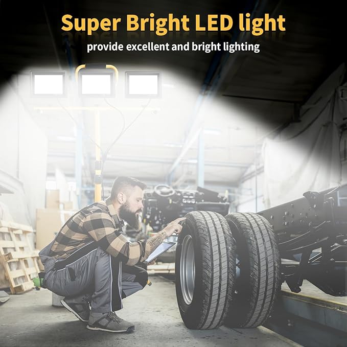 LED Light Work Stand: 21000LM Portable Lighting for Job Site, Construction & Garage Workshop