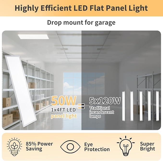 6 Pack 4X1 Led Flat Panel Light,0-10V Dimmable,3000K/4000K/5000K, 30W/40W/50W, Drop Ceiling Light for Mall, Officeroom, Garage