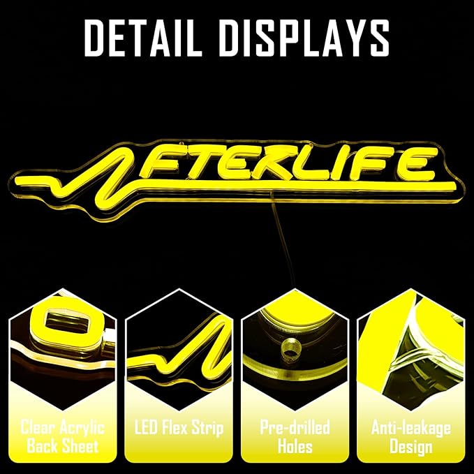 Ajoyferris Cyberpunk Neon Sign Game Led Sign for Wall Decor Shooting Games Neon Light for Gaming Room Man Cave Bedroom Decoration Afterlif Neon Light Sign for Teen Boys