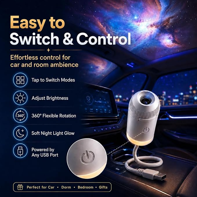 Galaxy Projector Night Light, 2-in-1 Holographic Star 5d Ocean Projector Plug and Play hd Star Smart Dynamic Ceiling Projectors Lamp 360° Space Starry Sky USB Projection