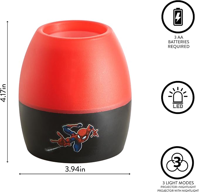 Idea Nuova Marvel Spiderman Scene Projection Kids Lamp and Nightlight