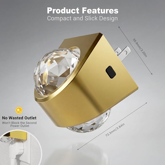 JandCase Night Lights Plug into Wall, Star Projector Night Light | 3000K Soft White, Automatic Galaxy Nightlight Plug in with Light Sensor for Bathroom Hallway Room Decor