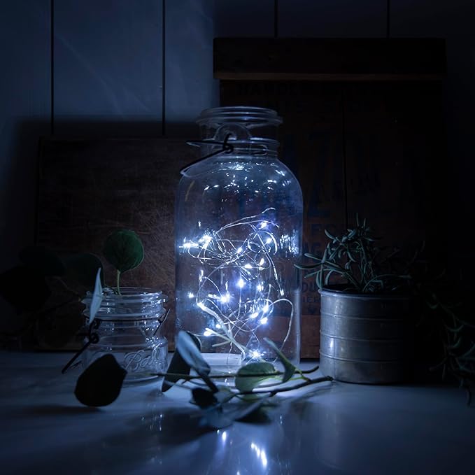 Hogg 12 Pack LED Fairy Lights - 7 ft, Centerpiece Table Decorations for Party, Small LED Lights Battery Operated, Center Pieces Decoration for Table, Battery Powered Firefly Fairylights, White
