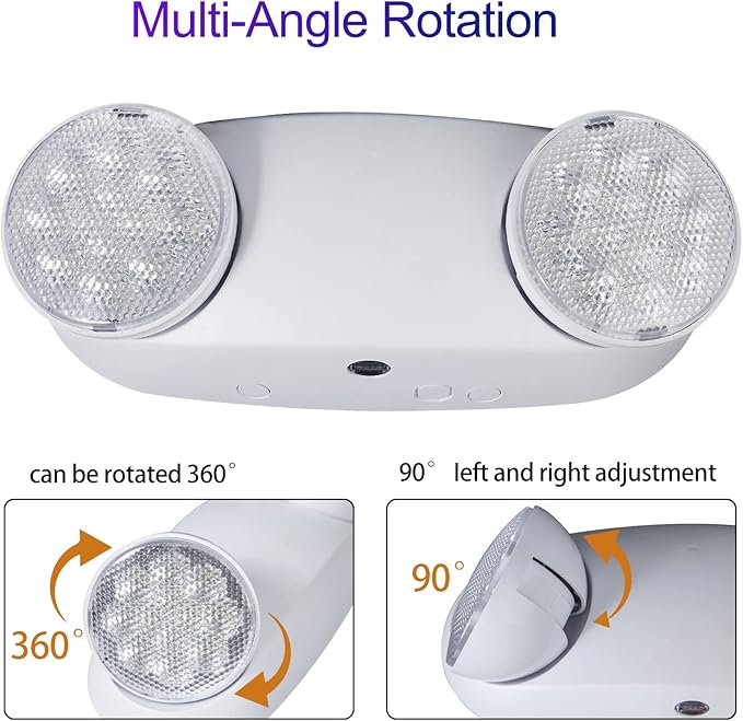 TANLUX LED Emergency Lights with Battery Backup, Commercial Emergency Light Fixtures for Business Home Power Failure Emergency Exit Sign Lighting with 1.0 Meter Plug in Cord(White, 4 Pack)