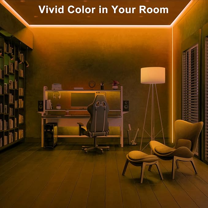 32.8ft 1800K COB Led Strip Lights with RF Remote, Dimmable Bright Adhesive Indoor Amber Led COB Light Strip for Cabinet, Painting, Room, Bed