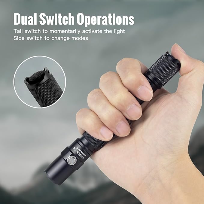 ThruNite Archer 2A C LED Rechargeable Flashlight,High 1000 Lumens AA Flashlight with USB-C, Dual Switch Bright Flashlights for Power Outage,Home Emergency,Camping,IPX8 Waterproof - Cool White