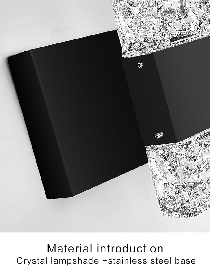Black Bathroom Light Fixtures Crystal Bathroom Vanity Light 3 Light Over Mirror Modern LED Wall Light for Bathroom，6000K Cool Light，30 Watts