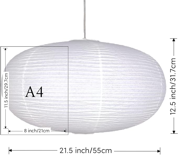 large White Oblate Pendant Lamp Shade 55.5cm(21.85in) Chinses lantern Home Decor Paper Ceiling Lampshade