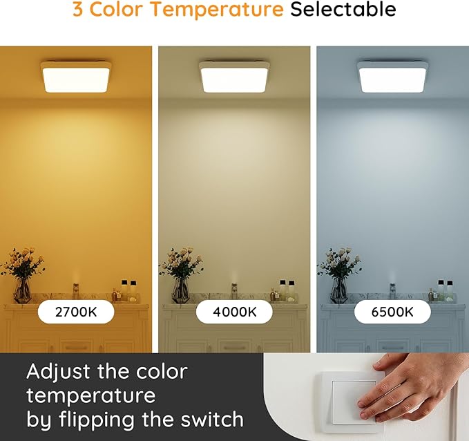 Fitop Bathroom Exhaust Fan with Light, 130 CFM & 1.5 Sones Bathroom Vent Fan, Nightlight & 1300LM LED Light 2700K/4000K/6500K, Light Memory Function, ETL Certified – White, 9 Inch