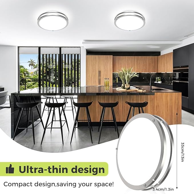 hepside 1 Pack Flush Mount Ceiling Light Fixture, Dimmable & 5Color Temperatures Ceiling Light Black, 10inch 15W 3000K 3500K 4000K 5000K 6500K Adjustable Ceiling Lamps for Bathroom Bedroom Hallway