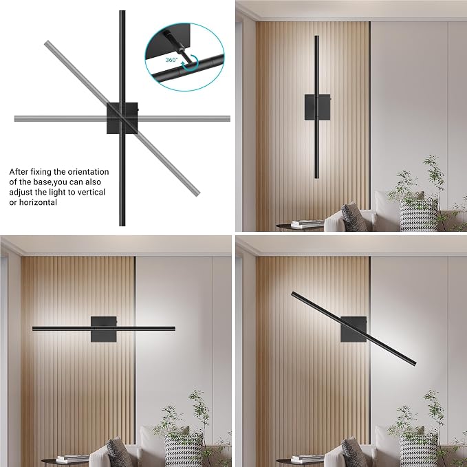 Tipace Hard-Wired LED Black Vanity Light Fixtures for Bathroom Over Mirror 39.4 inch LED Bath Sconces Hardwired 5CCT Adjustable Morden Picture Lights for Paintings