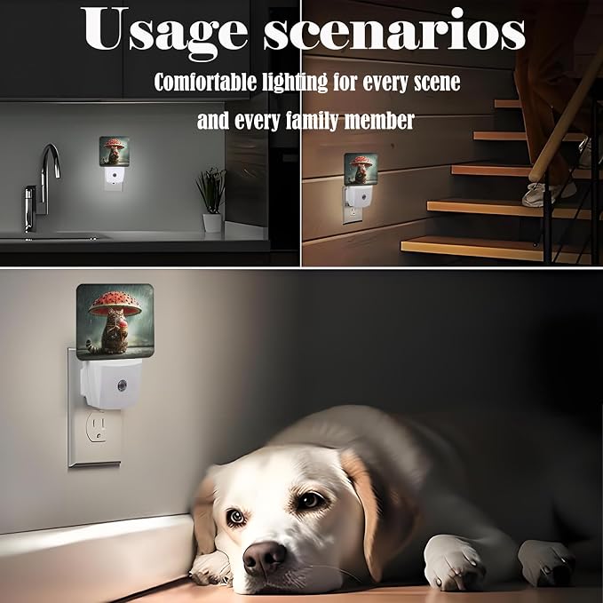 Cute Cat Holding Umbrella Night Light,Plug Into Wall with Dusk to Dawn Light Sensors, Warm Nightlights for Bedroom,Bathroom,Hallway,Kitchen,Gifts Ideal for Boys Girls Women Men
