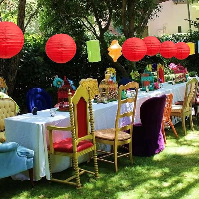 BEISHIDA 10-Inch Red Round Paper Lanterns Decorative Hanging Asia Chinese Japanese Paper Lanterns Lamp for Birthday Wedding Valentine's Day Anniversary Baby Shower Christmas Party Decoration（6 Packs）