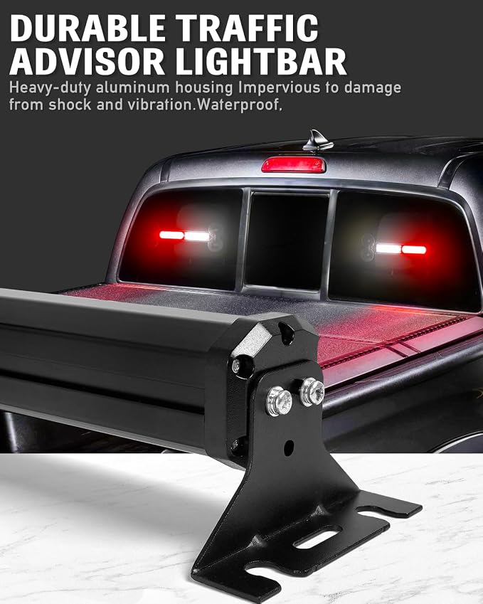 HLauto 1002L Emergency Strobe Traffic Advisor Light Bar: 40LED Dash Safety Warning Flashing Front/Rear Windshield Visor Light for Construction Vehicle, Trucks (2x10.7inch, Red White)