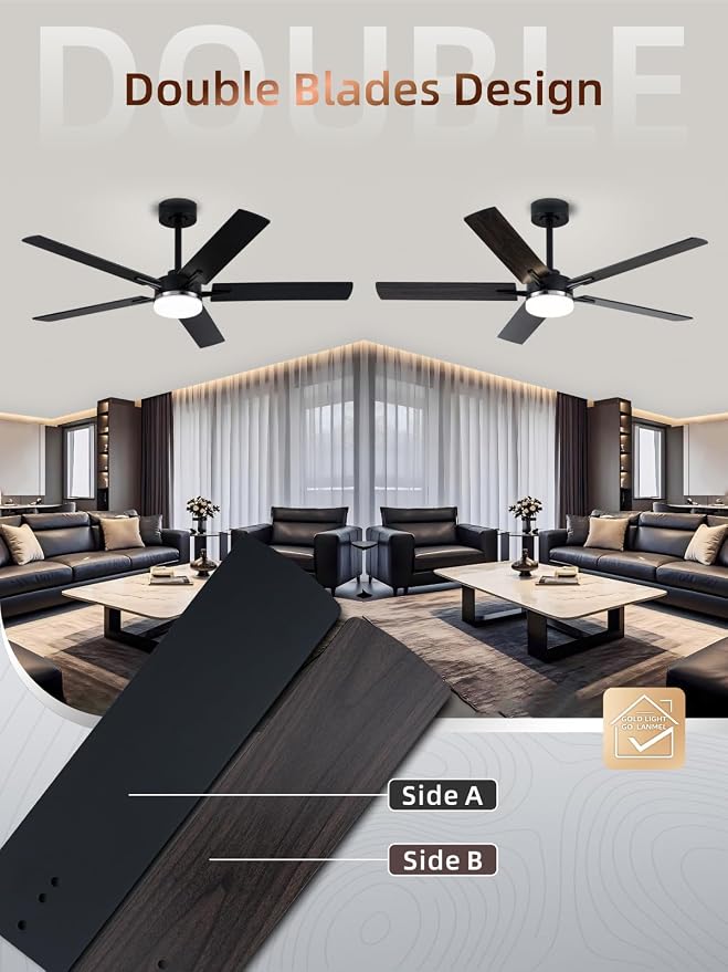 LANMEL Metal Ceiling Fan with Lights and Remote, 52 Inch, Silver & Black | Modern Low Profile Flush Mount, Reversible, 3CCT Dimmable, Quiet, LED, For Bedroom, Living Room, Indoor/Outdoor Patio Use