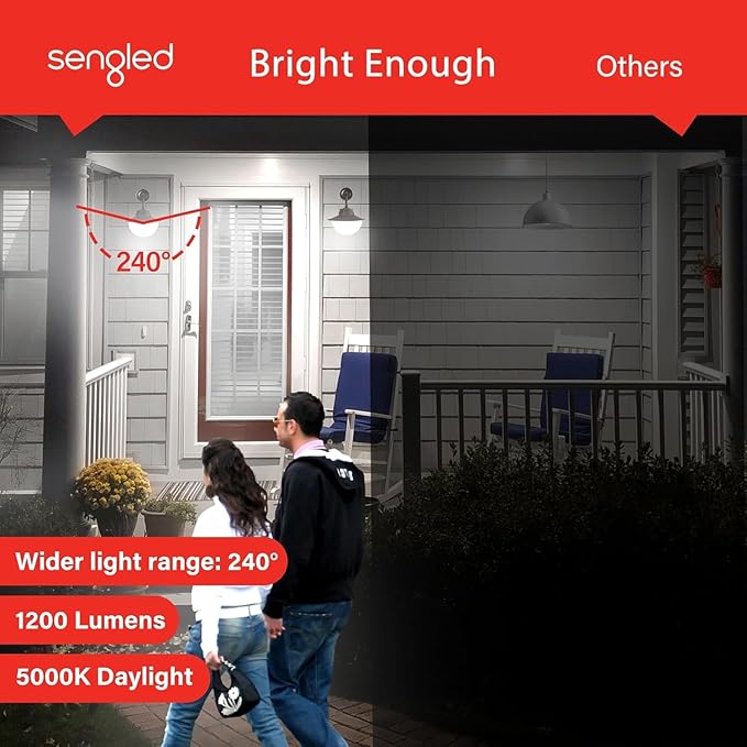 Sengled Dusk to Dawn Light Bulbs Outdoor, A19 LED Sensor Bulbs 3 Pack, 5000K Daylight 1200 Lumens, 75W Equivalent 10.5W, E26 Base Automatic On/Off Photocell Light Bulbs for Porch and Garage