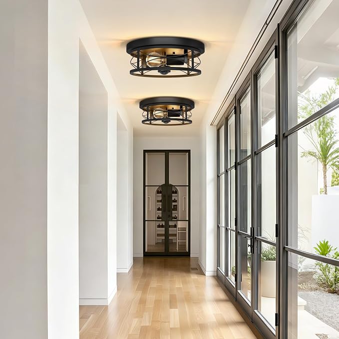 Motion Sensor Outdoor Ceiling Light, Dusk to Dawn Flush Mount Light Fixture | 3 Smart Lighting Modes, Upgraded Motion Sensor with 360° PIR Detection for Outside Patio Hallway Driveway Garage Exterior