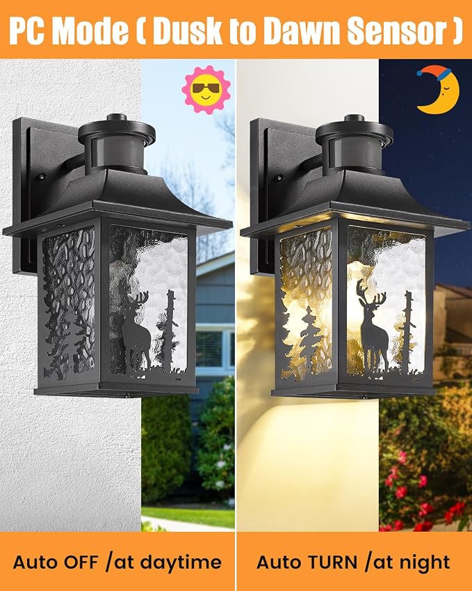 Motion Sensor Outdoor Wall Light Dusk to Dawn Porch Light Wall Mount Outdoor Light Fixture, Lantern Outdoor Wall Sconce Exterior Light for House Garage Entryway, Anti-Rust 100% Aluminum ETL Listed | Outdoor Light Fixture Lantern Outdoor Wall Sconce Ext...