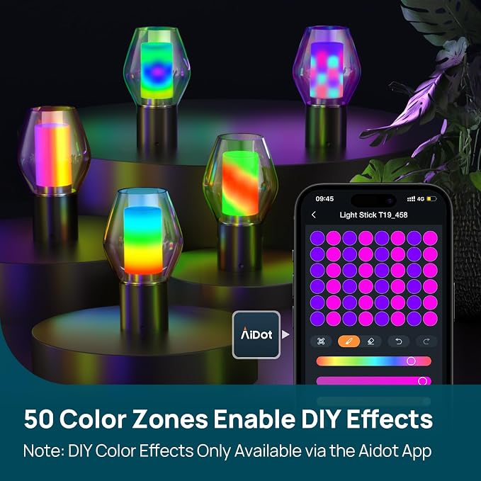 Linkind Smart Light Stick, Color and White Smart Light Bulb, 850lm | Works with AiDot, Alexa, Apple Home, Google Home, 120+ Presets, Custom Flame Effects, E26 Base, 2.4G Wi-Fi, 2 Pack