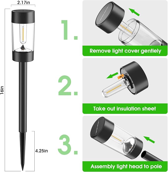 Eyrosa Solar Pathway Lights Outdoor Waterproof, 8 Pack, Warm White | Solar Landscape Lighting for Pathway Garden Yard Path Walkway Driveway Lawn Outside Décor