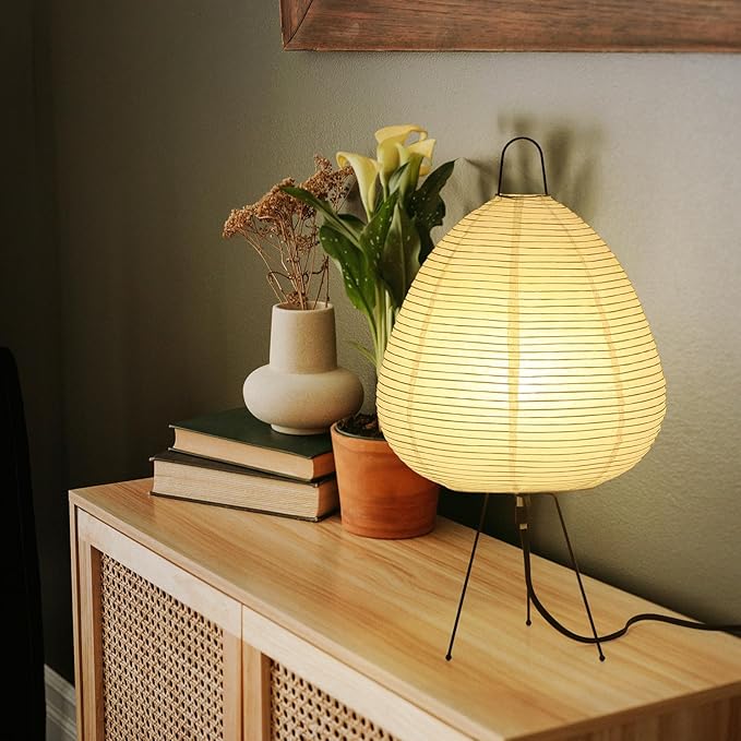 Noguchi Paper Lamp, Akari Floor Lamp, Japanese Lantern Ideal for Bedside, Living Room, and Japandi Décor (Noguchi Table Lamp)
