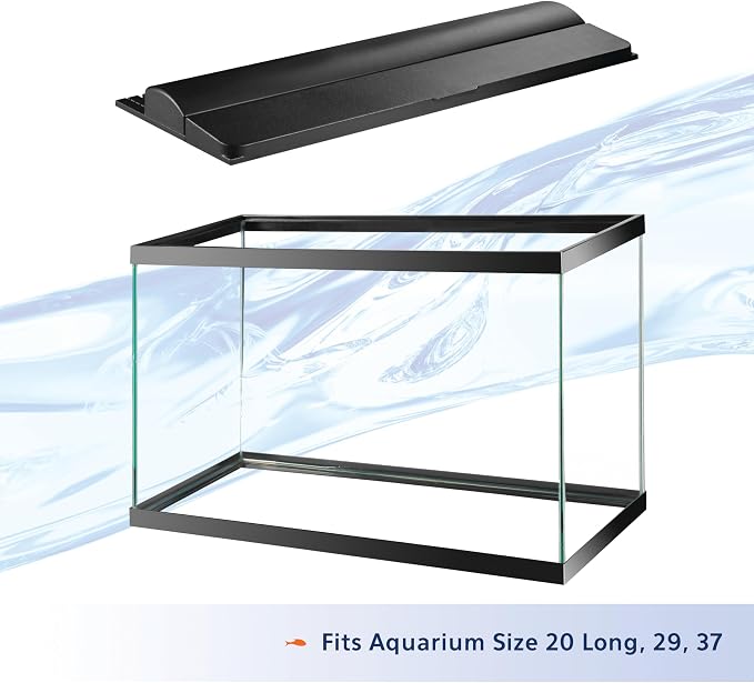 Aqueon LED Deluxe Fish Tank Aquarium Full Hood, Black, 30 Inch | 30-inch LED hood reduces evaporation and illuminates aquariums