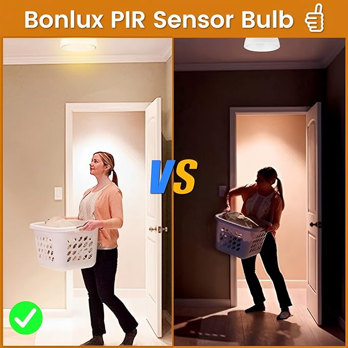 Bonlux Motion Sensor LED Ceiling Light Bulbs E26 Medium Base, 15W PIR UFO Motion Activated Night Light 150W Equivalent Auto On/Off for Hallway Stairs Depot Kitchen Bathroom, Warm White 3000K