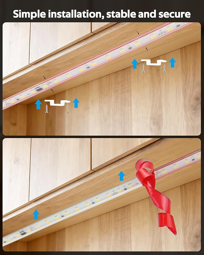 Under Cabinet Lighting Strip 36in AC 110V LED Wired Lights Warm White 3000K Plug in with Switch Outdoor Waterproof LED Strip light Self-Adhsive Ultra Bright 120LED/M for Workbench Closet Shelf