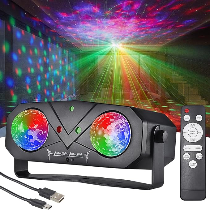Party Disco Light, 5-in-1 DJ Stage Light Ocean Star Projector with Remote | Music Sound Control for Parties Birthday Christmas Gift Wedding KTV Bar Club Home Room Decor Lighting