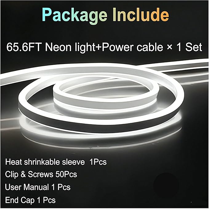 65.6FT Rope Lights for Outside- bright white outdoor Use - Accent lighting Around Features Like Decks, Patios, and Gardens, Emphasizing led tube lights Versatility in Creating Ambiance ETL Listed