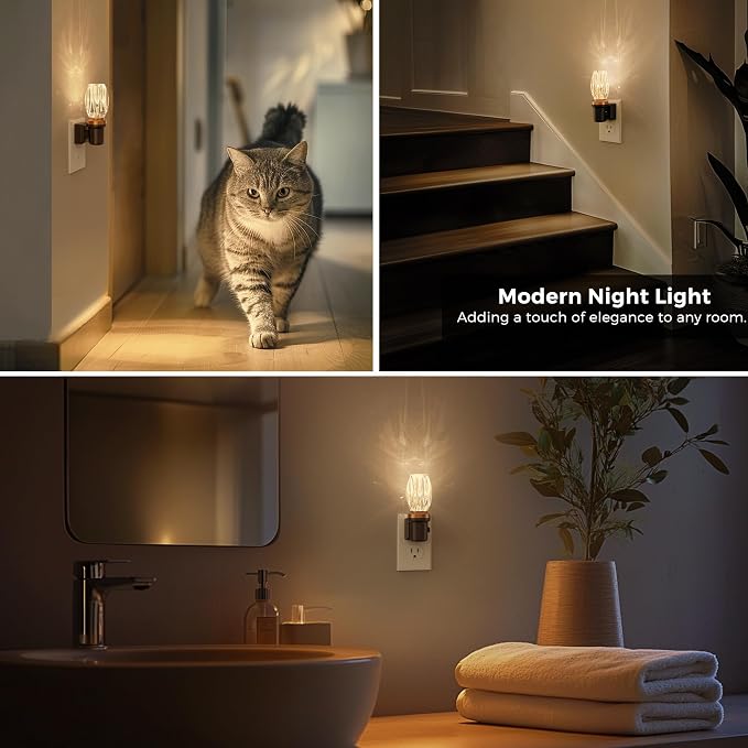 L LOHAS LED Night Light, Dimmable Night Lights Plug into Wall, Light Sensor | Automatic Nightlights Plug in, 3000K 100LM, LED Nightlight, Crystal Acrylic Decorative, Hallway Bedroom Bathroom, 1 Pack
