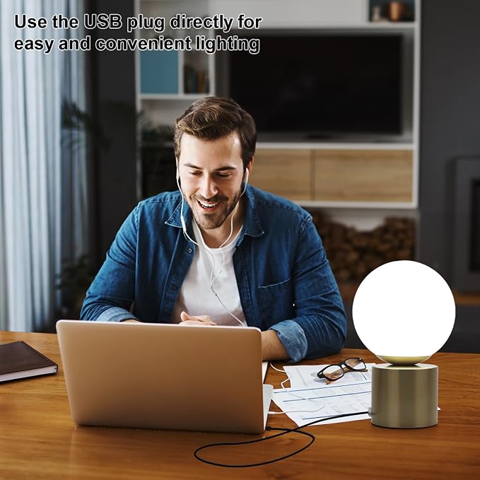 Modern Small Table Lamps,Opal Glass Bedside Table Lamp Gold | LED Dimmable with 3 Colors Desk Lamp,Gold Bedside Desk Lamp for Bedroom Living Room Nightstand Simple Design Small Lamp