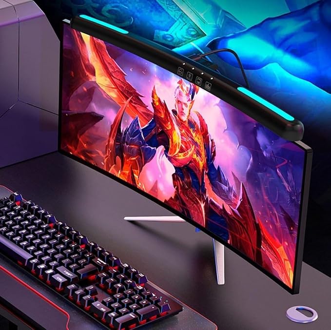 Computer Monitor Light Bar Curved Screen Hanging Light with RGB Colorful Ambient Light Four Modes Touch Control Eye Protection LE13 B