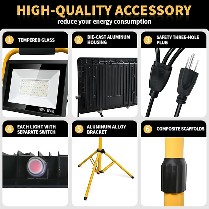 LED Light Work Stand: 21000LM Portable Lighting for Job Site, Construction & Garage Workshop
