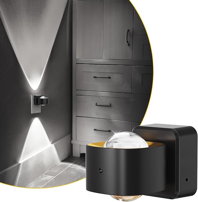 L LOHAS LED Night Light Projector, Night Lights Plug into Wall Light Sensor | Dusk to Dawn Sensor, Rotating Plug in Nightlight, Daylight Dimmable Nightlights for Bathroom, Hallway, Gaming Room,1 Pack