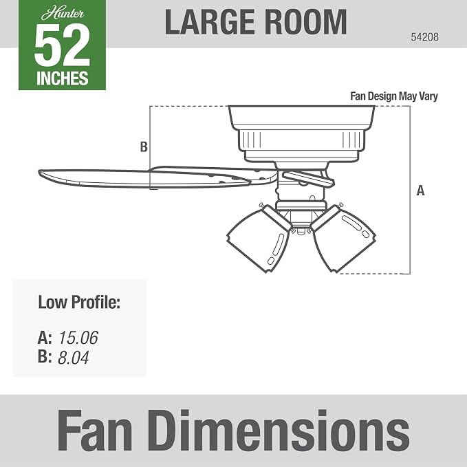 Hunter Crestfield, Indoor, Ceiling Fan, Quiet, 52 inch, Noble Bronze | with LED Lights and Pull Chain, Low Profile Flush Mount, 5 Blades, For Bedroom, Living Room, Kitchen, 54208