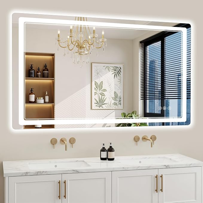 30"x55" LED Bathroom Mirror with Lights, Backlit + Front Lit, Anti-Fog, Lighted Bathroom Mirror for Wall, HD Shatterproof Tempered Glass, Dimmable, Memory Function (Horizontal/Vertical)