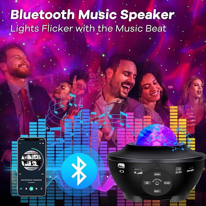 Sunbox Star Projector,Galaxy Projector Night Light with Remote Control,White Noise,Music Speaker&Timer,Starry Light Projector for Bedroom,Party,Decoration,Star Night Light