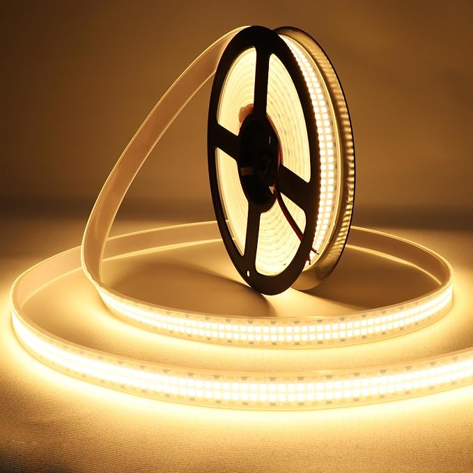 LED Strip Lights Warm White 3000K Double Row DC12V 16.4ft/5m IP67 | 2835 SMD 2400LEDs Bright LED Tape Light Flexible Dimmable Ribbon Lamp Waterproof Outdoor Lighting (No Adapater and Dimmer)
