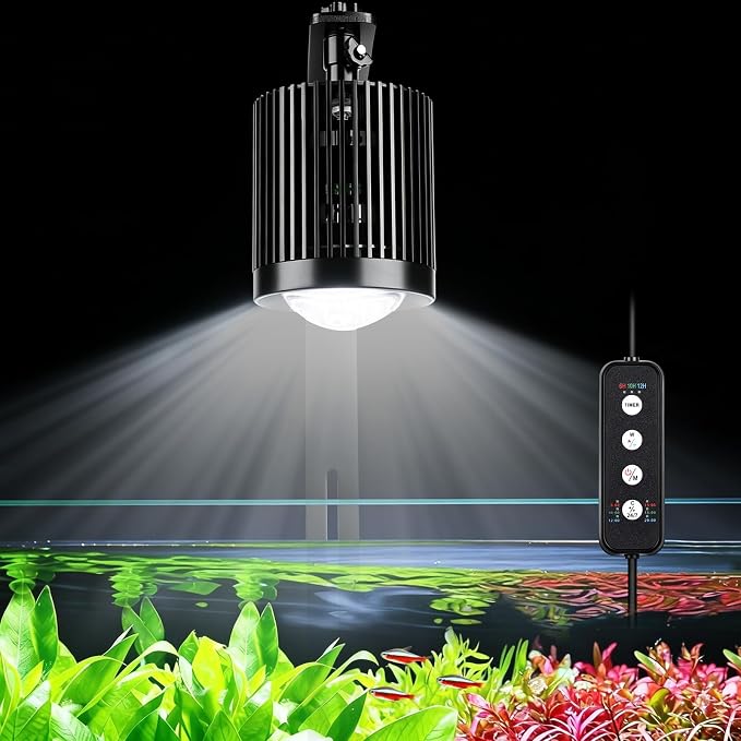 fishkeeper Clip On Aquarium Stream Light with 24/7 Mode(80W) | Fish Tank Light with Timer, DIY 3 Colors 10 Brightness, Full Spectrum Aquarium Light with Clamp for Freshwater Plants