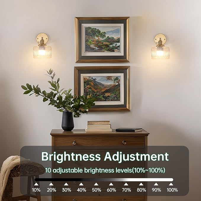 Shenmoyl Vintage Battery Operated Wall Sconce with Clear Striped Glass Lampshade 5000 mAh Rechargeable Battery Powered Wall Light with Remote Control for Bedside Bedroom Doorway