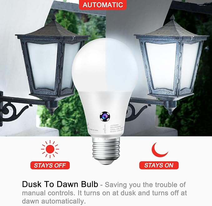 Sengled Dusk to Dawn LED Outdoor Light Bulb, 75 Watt Equivalent, 1200 Lumens, 5000K Daylight LED Light Bulb, Automatic On/Off Sensor Light Bulb for Porch Garage Lighting, 3 Pack