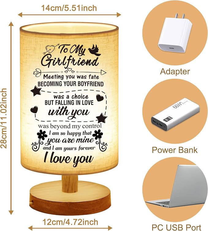 WSYEAR Romantic Gifts for Girlfriend Mothers Day Gifts, Night Light Lamp, Girlfriends Birthday Gifts for Her from Boyfriends