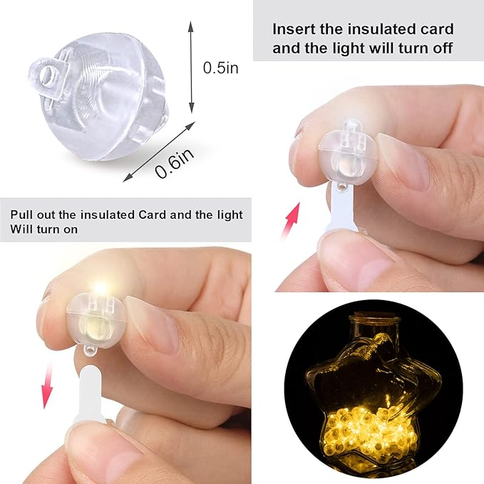 100 Pcs Warm White Balloon Light with Loop for Hanging, Mini Ball Lights Easter Egg LED Drinks Lights Round Tiny Led Light for Paper Lanterns Vases Birthday Party Event Wedding Decoration
