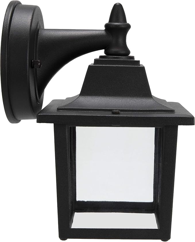 Outdoor Wall Light Fixture, Rustproof Aluminum, Glass | Exterior Porch Light Wall Sconce Lantern for House, Patio, Garage, Waterproof, E26 Socket 60W Max, Black, 1 Pack