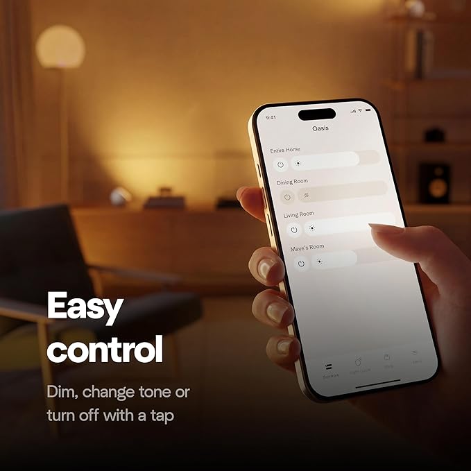 Oasis Smart Ambients - Adaptive Circadian Lighting, App-Controlled, No Hub Required, Controlable Warm-to-Daylight Tones (4-Pack)