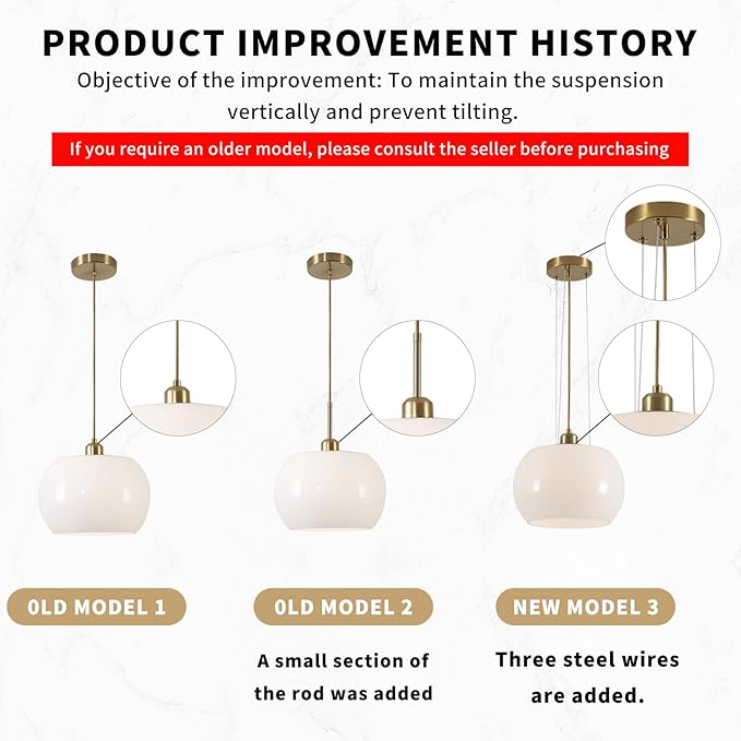 BOKT Gold Dome Pendant Lighting Milk White Globe Glass Pendant Light Adjustable Hanging Lamp 2-Pack Ceiling Lighting Nordic Creative Glass Kitchen Lights for Living Room Bedroom Dining Room