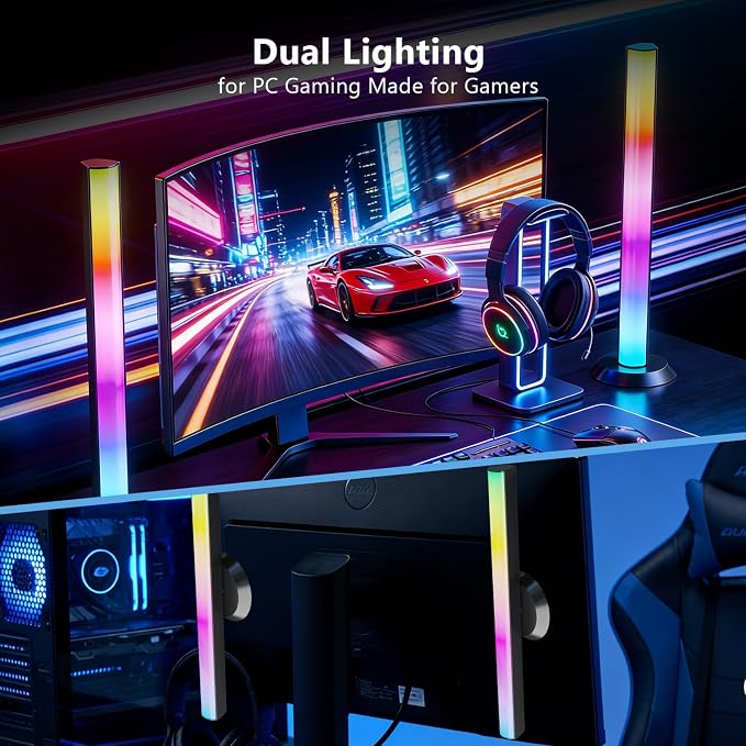 DAYBETTER Smart LED Light Bars,RGBICWW TV Light Bar for Living Room,Gaming | Remote and App Control,Color Changing,Timing,TV Backlights with Scene and Music Modes,Multiple Placement Options,Black
