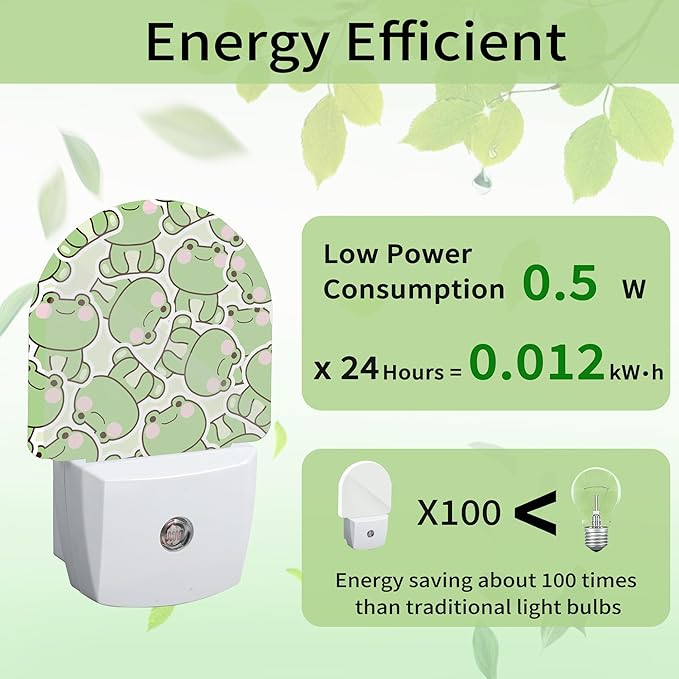 Cartoon Frogs Night Light, Cute Night Light Plug into Wall with Dusk to Dawn Sensor, LED Lamp Energy Saving Lights for Men Women Boys Girls,Lamp for Bedroom Bathroom Hallway