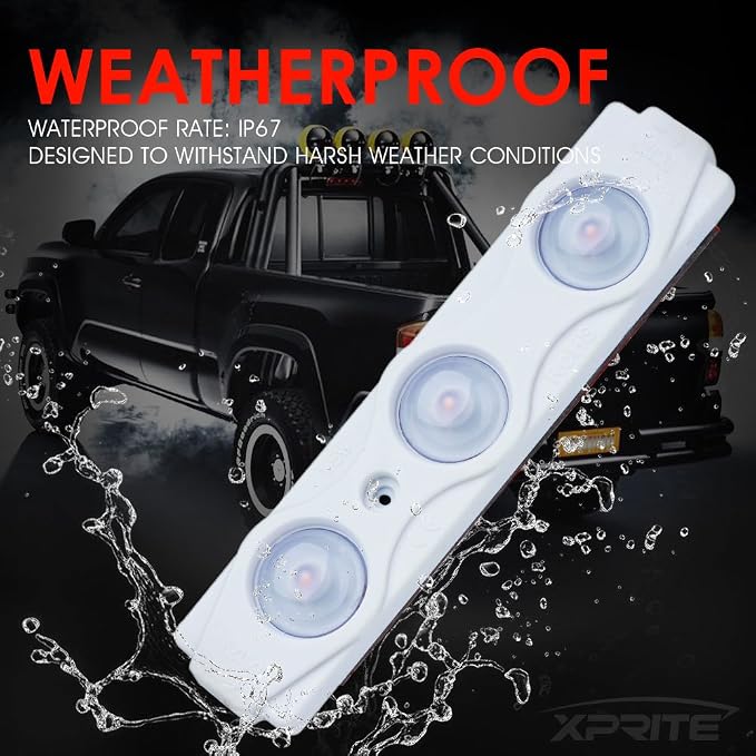 Xprite Purple LED Truck Bed Light Kits with On/Off Switch, for Pickup Exterior Interior Neon Lights, Footwells, Running Boards, Cargo, Under Car, Tonneau Cover, Rail Rock Lighting - 8 PCs